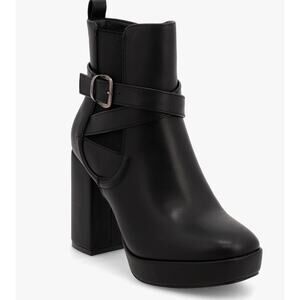 MIA Esther Platform Booties 7 Black NWOT Boots Ankle Wrap Buckle Heel 90s